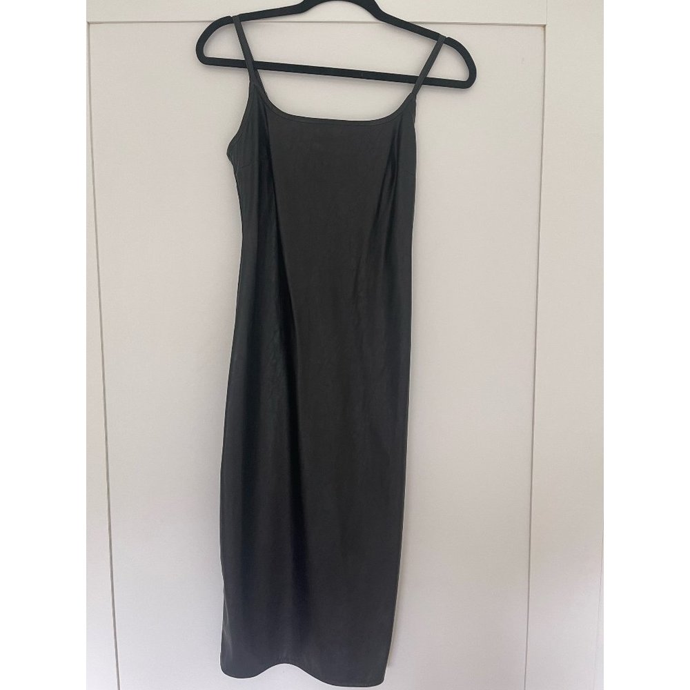 Wild Fable Faux Leather Black Midi Dress